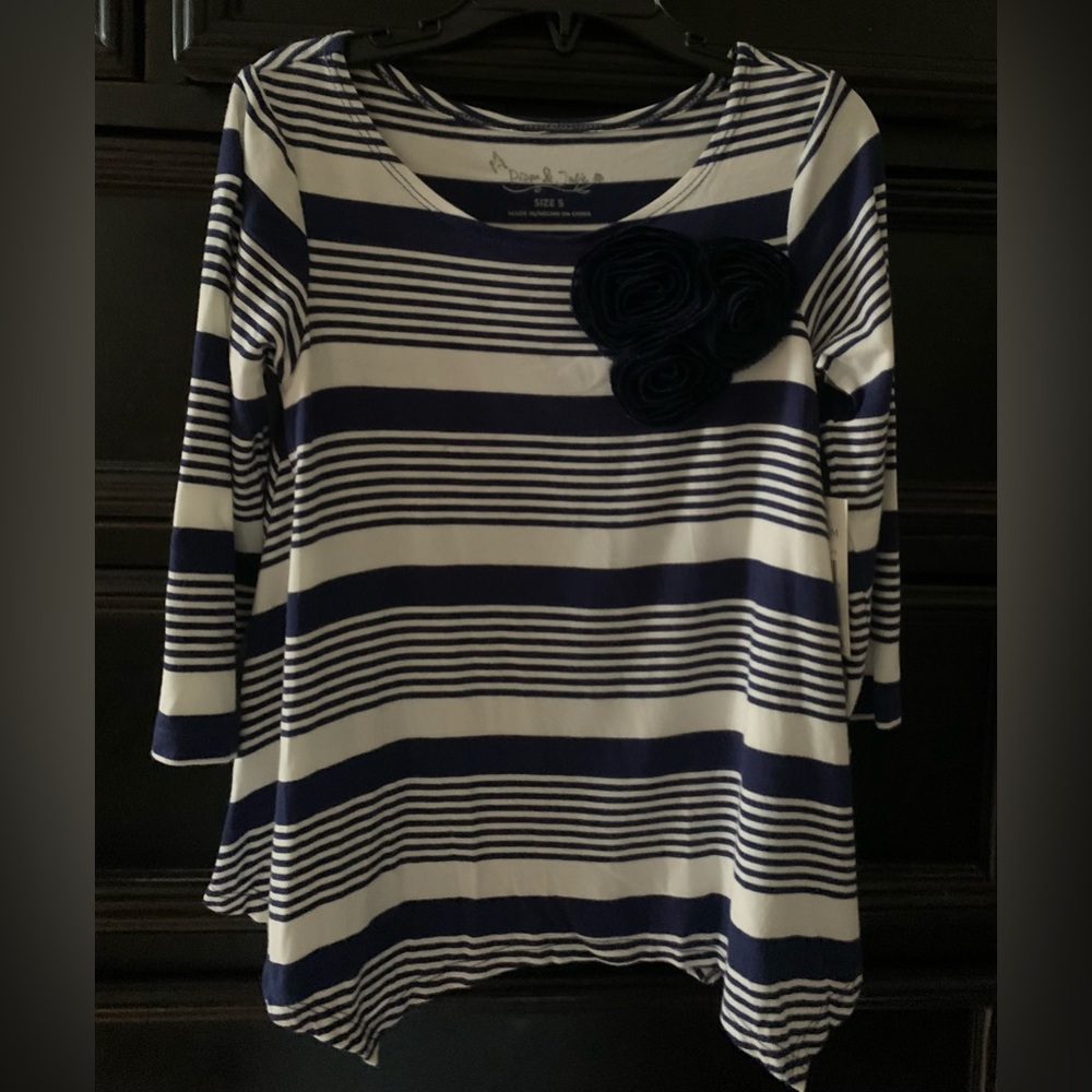Pippa & Julie Navy and WhiteStriped Long Sleeve Top